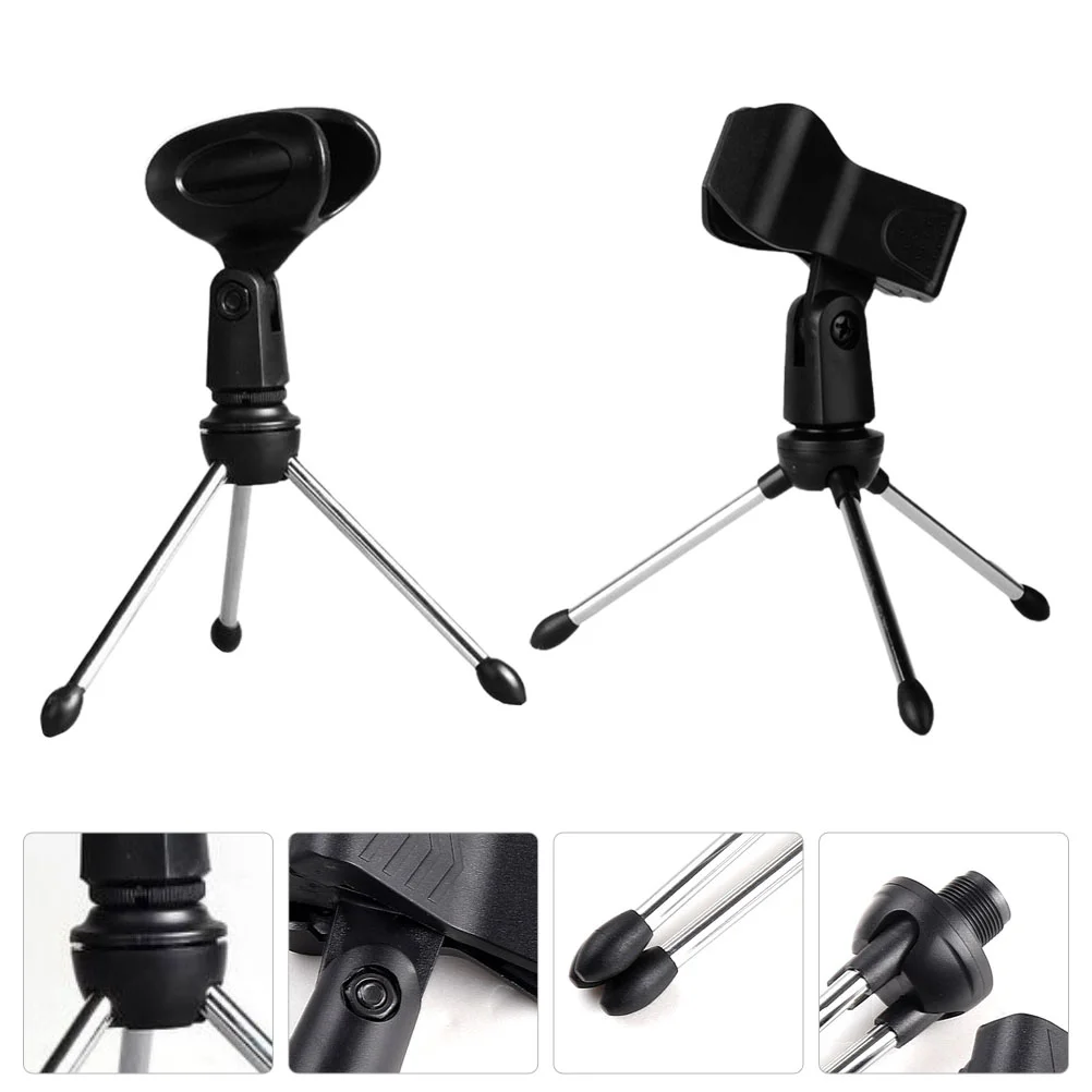 2 Pcs Microphone Stand Table Top Tripod Desktop Holder Support Bracket Universal