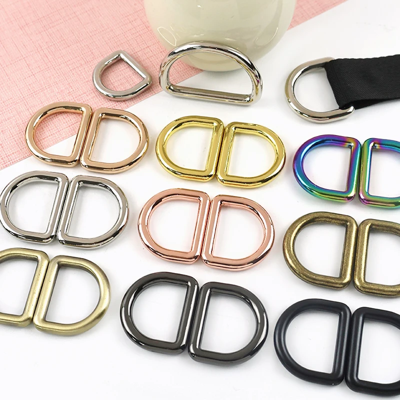 

50Pcs 10-50mm Metal D Ring Buckles Belt Buckle Bag Strap Connect Loop Clasp Carabiner Clips Keychain DIY Hardware Accessories