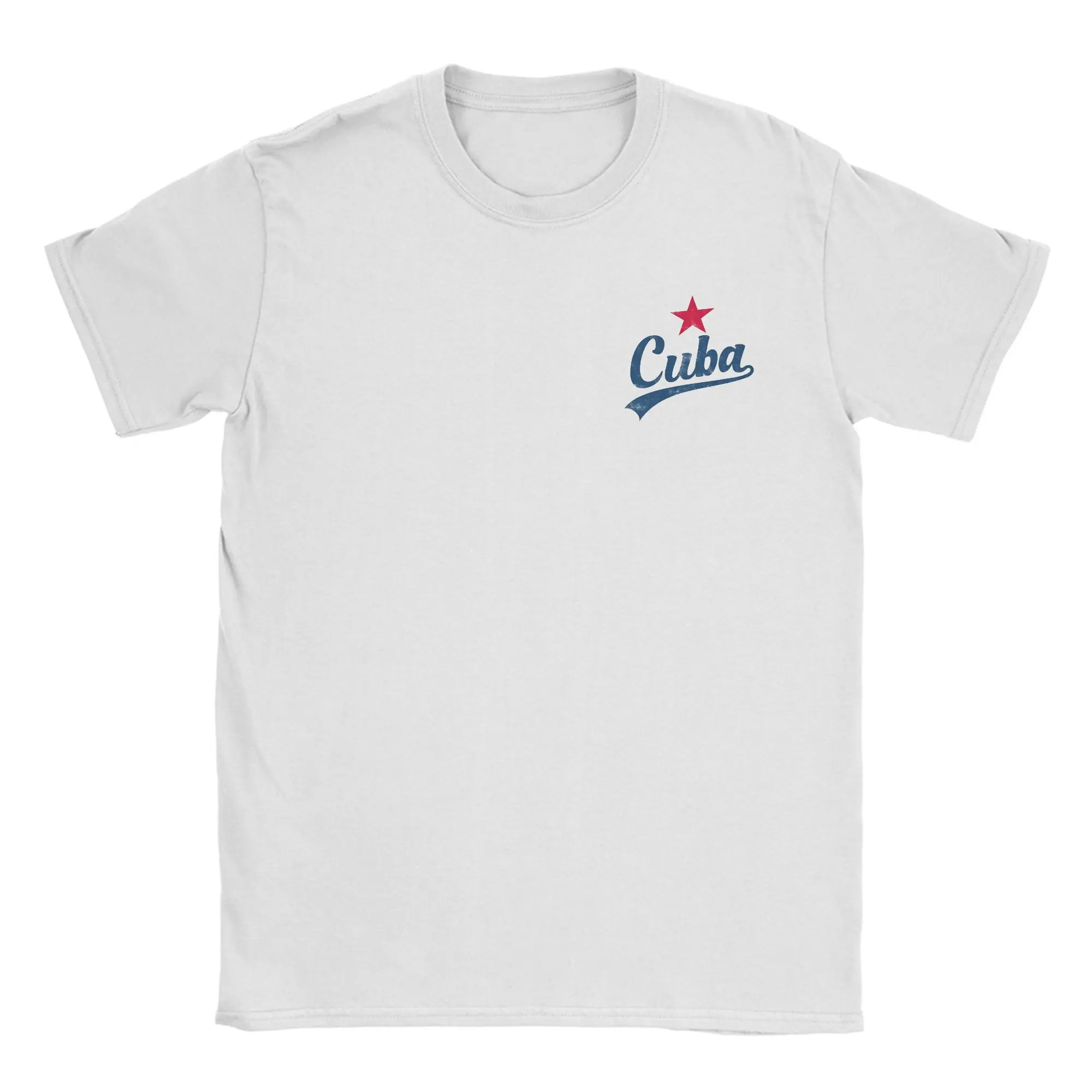 Men Women Printed CUBA VINTAGE HANDWRITTEN WITH RED STAR  Tee T Shirt Cotton  T-shirts Clothing