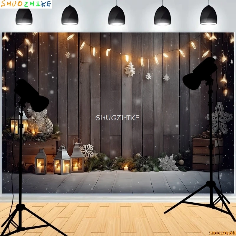 Árbol de Navidad con Cajas de Regalo, fondos de fotografía, decoraciones de nieve de invierno, puerta de madera, chimenea, Fondo de habitación, accesorios de WR-06