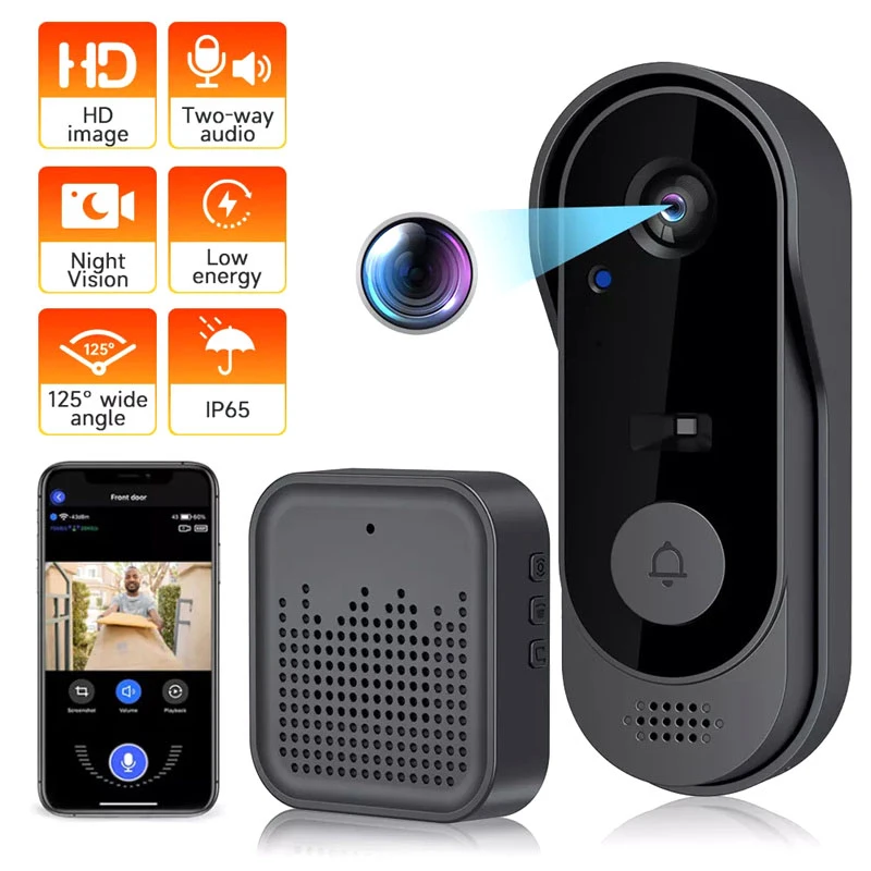 Smart Home Video Doorbell WiFi Outdoor Wireless Door Bell Waterproof Battery Voice Intercom Doorbell Phone Video Camera