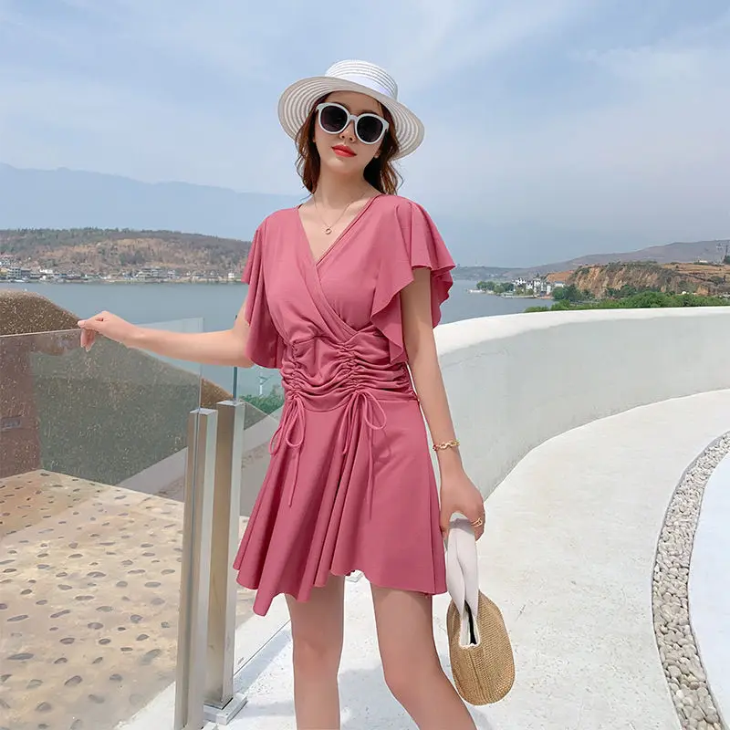 

Summer Fat Plus Size Swimsuit Hot Spring Swimming Pool Plus Size Swimsuit Split Swimsuit Swimsuit Hood Fat Mm Conservative