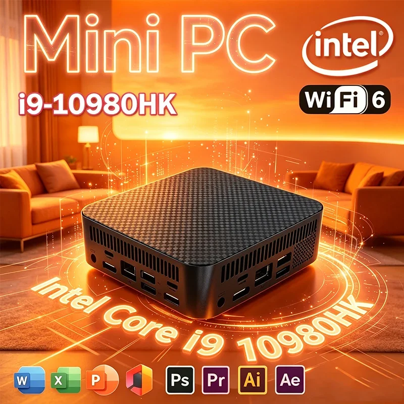 Multi-purpose Mini PC Intel Core I9 10980HK Portable Mini PC Windows 11 16GB 128GB RAM 1TB SSD Gaming Computer WiFi6 Desktop PC
