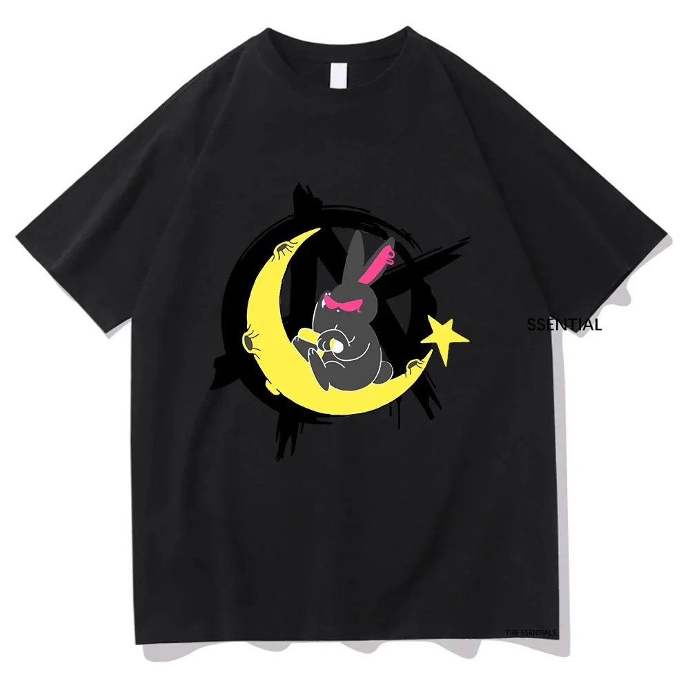 Ateez Crazy Form Rabbit Mito Moon T Shirts Kawaii Men/Women Aesthetic T-Shirt Unisex High Quality Cotton Tees Vintage Clothes