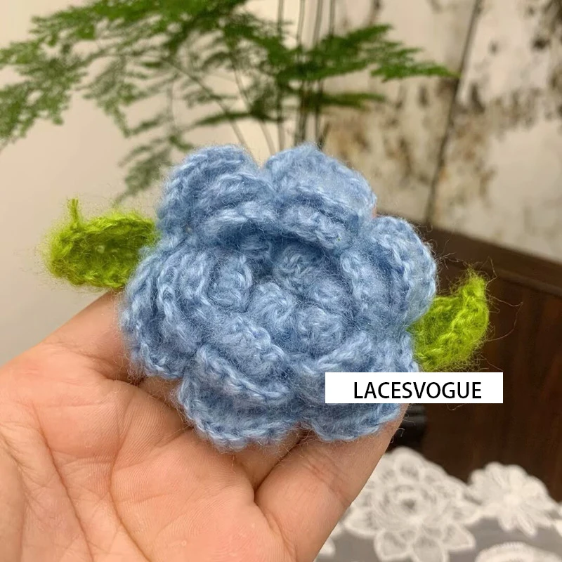 4PCS Handmade Yarn Crochet Knitted Flower Applique, DIY Patchwork, Needlework Sewing Accessories, Cloth paste