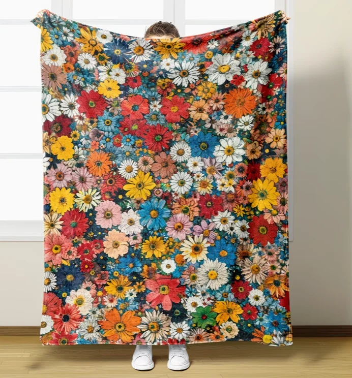 Small Flower Flower Flannel Home Blanket Student Dormitory Lunch Break Throw Blanket Birthday Gift Office Shawl Throw Blanket