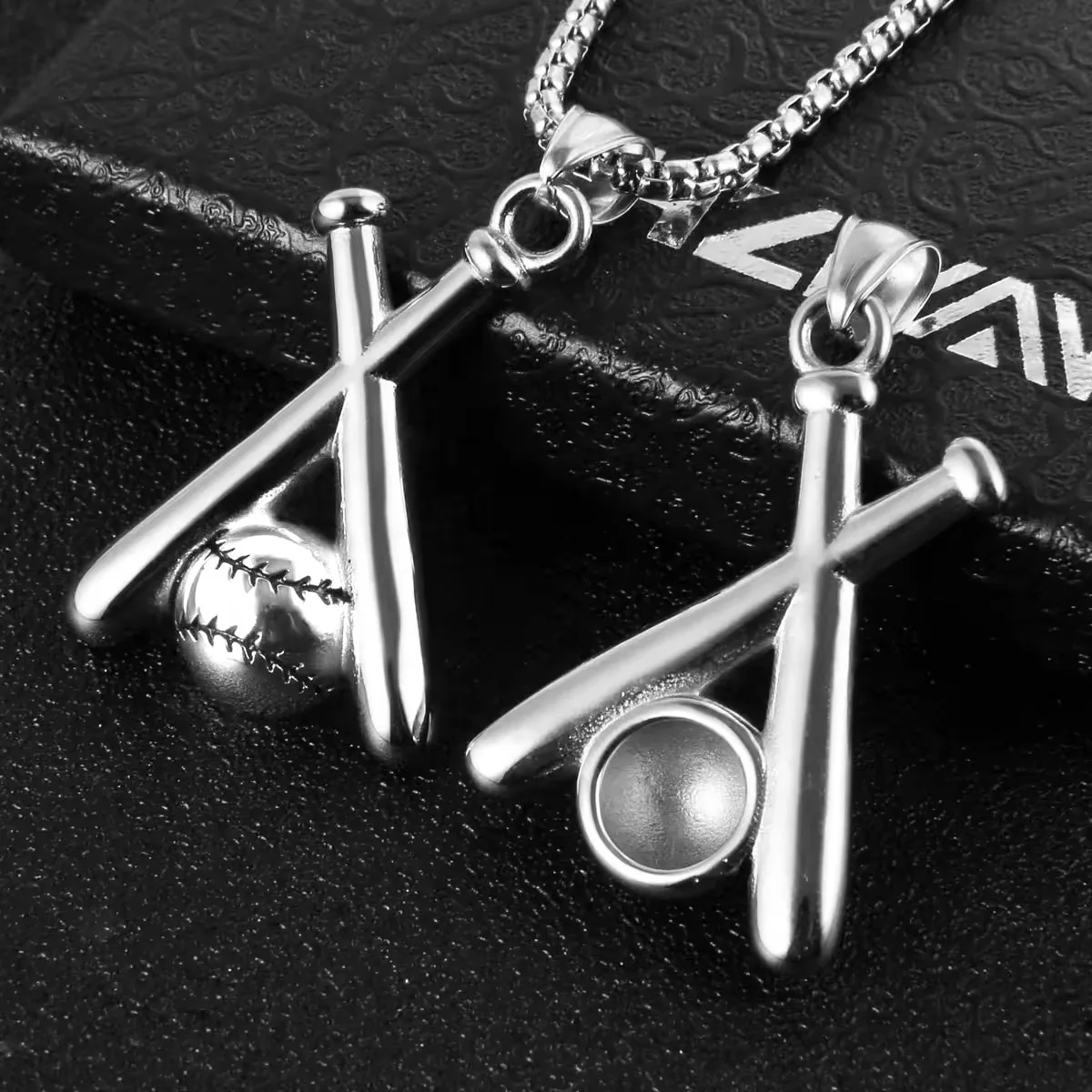 Sports Style Baseball Bat Pendant Necklace Women Men Hip Hop Silver Color Stainless Steel Chain Fashion Neck Jewelry Male Gifts