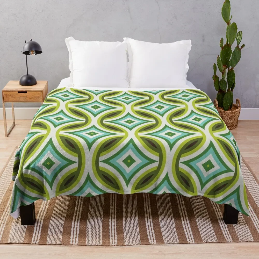 

Green, Turquoise & Brown Circular Geometric Retro Pattern Throw Blanket Cute Plaid cosplay anime Blankets