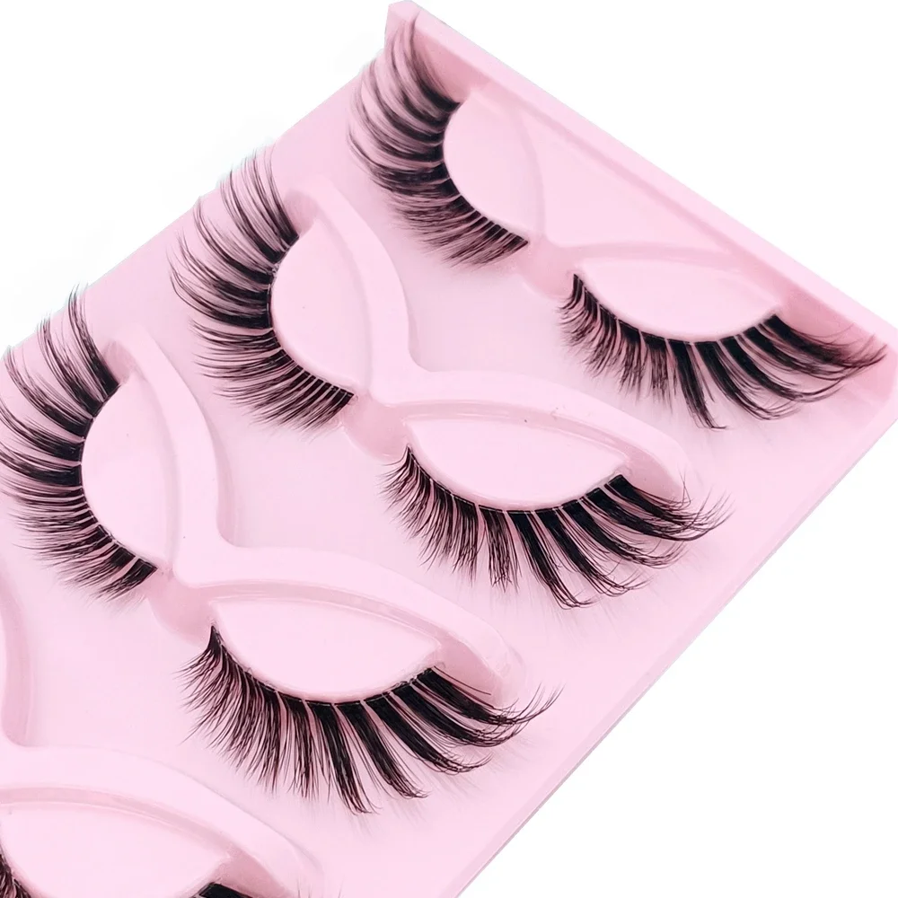 HBZGTLAD 見えないバンド キャットアイラッシュ フェイクミンクまつげ ウィングエンド アイロングフェイクまつげ ナチュラルロングフルストリップまつげ