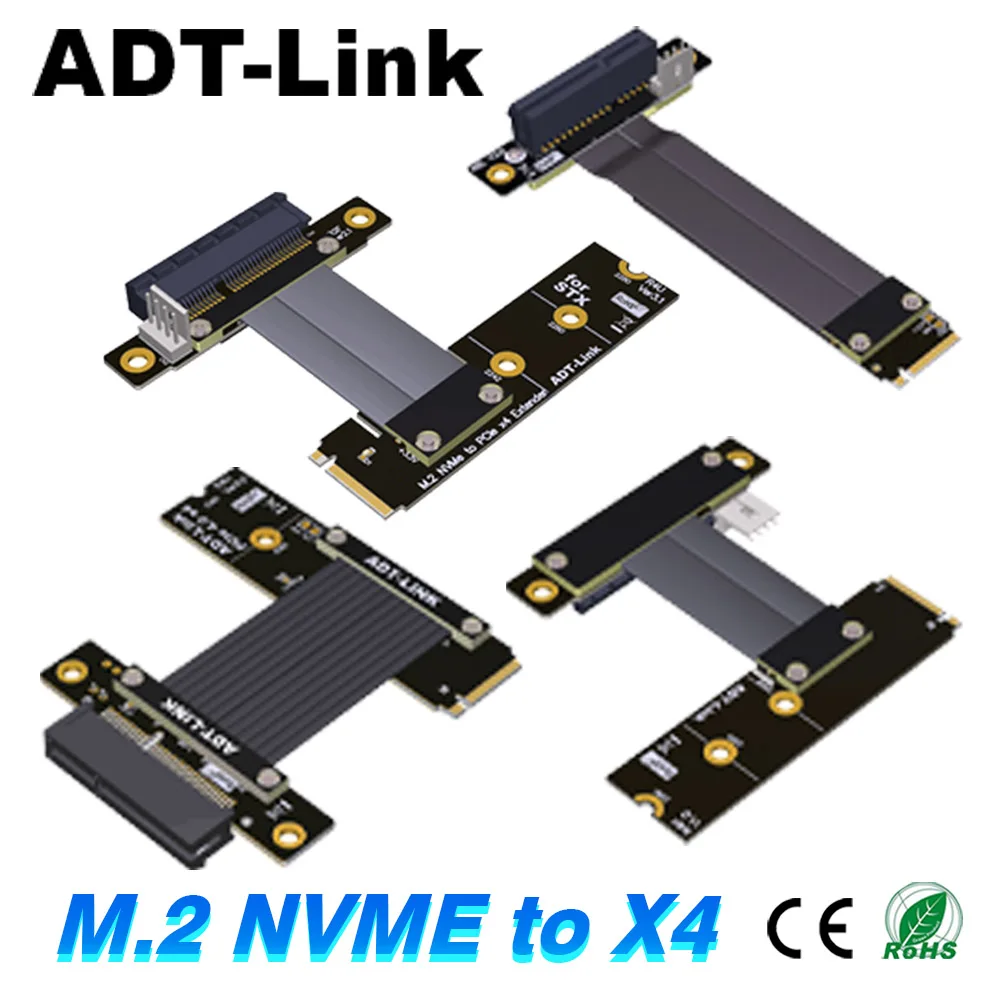 

Адаптер-удлинитель ADT-Link Pcie 4,0 M.2 NVMe к PCI Express x4 с Металлическим экраном для PCIe x4 SSD RAID, LAN, карт Capture