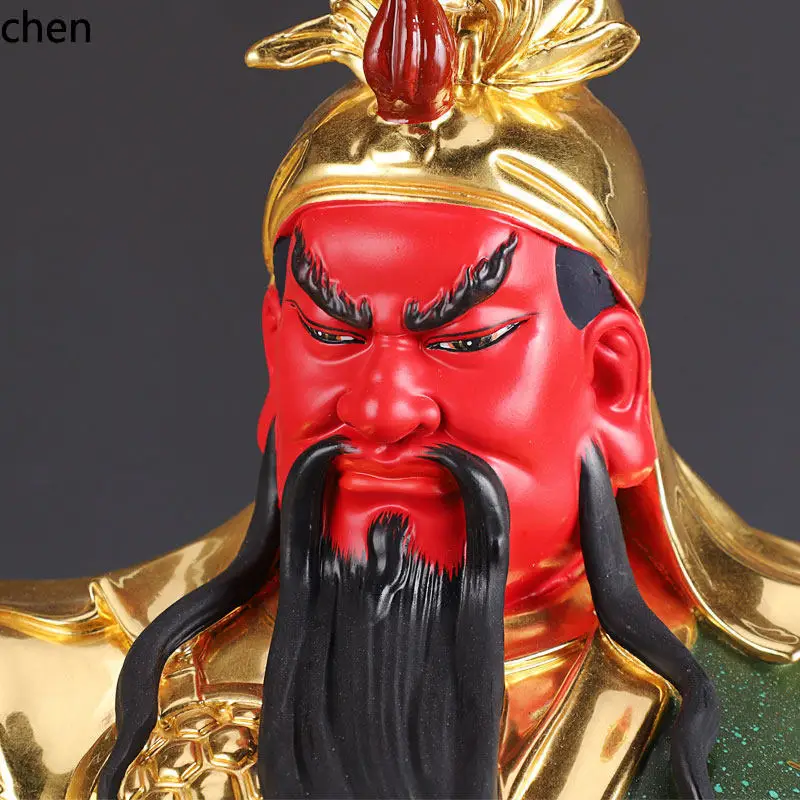 Cz gilt pure copper guan gong statue for worship, reading guan gong statue, literary and martial guan gong statue