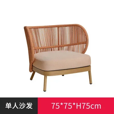 XL Outdoor Balcony Rattan Sofa Leisure Garden Outdoor Chair Coffee Table Set Lazy Rattan Chair Furniture