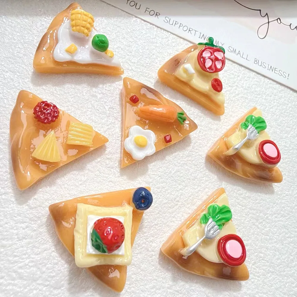 10/100pcs Resin Miniatures Pizza DIY Scrapbooking Dollhouse Kitchen Cabochon Decoration Crafts Accessories