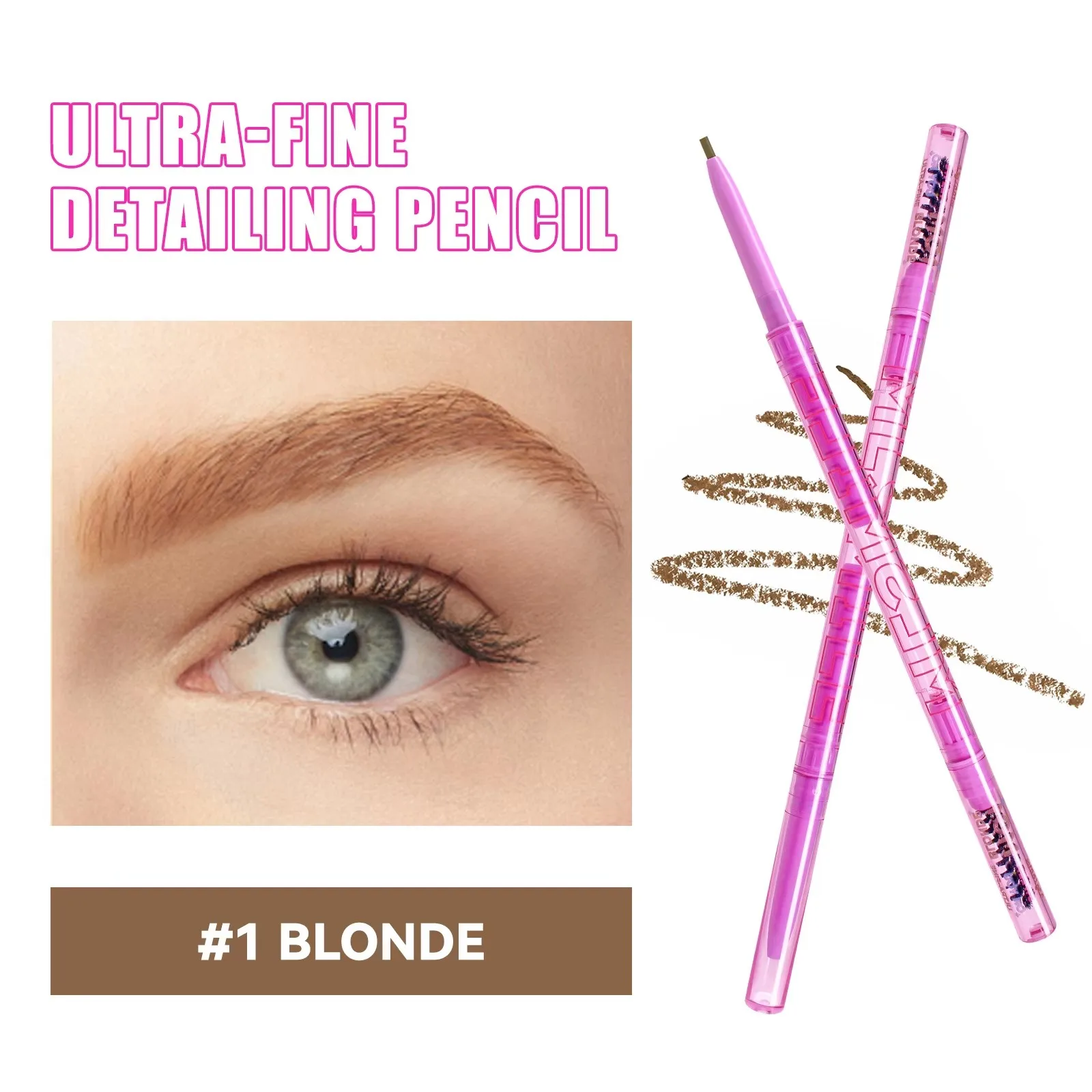 4 Colors Double-headed Eyebrow Pencil Waterproof Natural Long Lasting Eye Brow Pencil Sweat-proof Ultra-fine Eye Makeup.