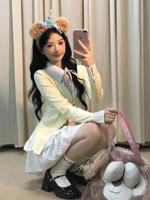 

Комплект из двух предметов Sweet College Sle, юбка-тортик, нежный топ, весенне-осенний ансамбль Faion, женский orm, мягкая атмосфера для выпечки