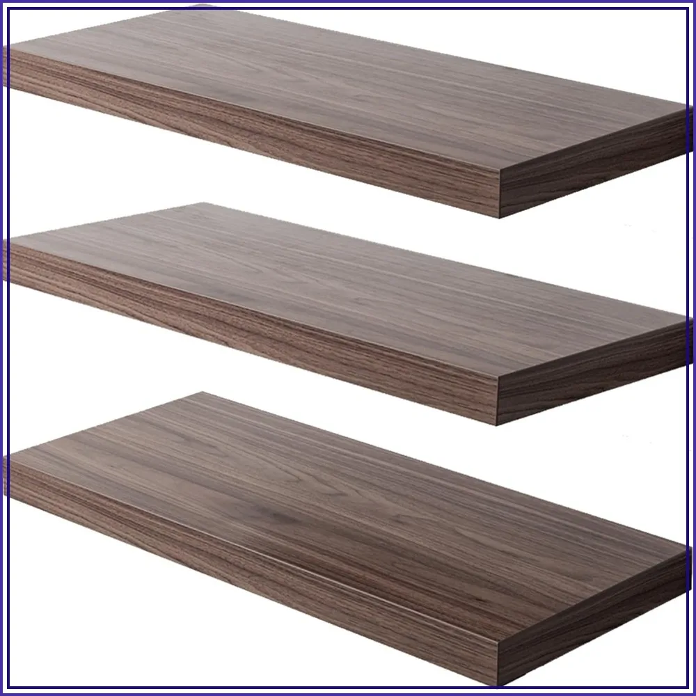 Set of 3, 30x12.75x2 in Wood Floating Wall Shelves Invisible Brackets