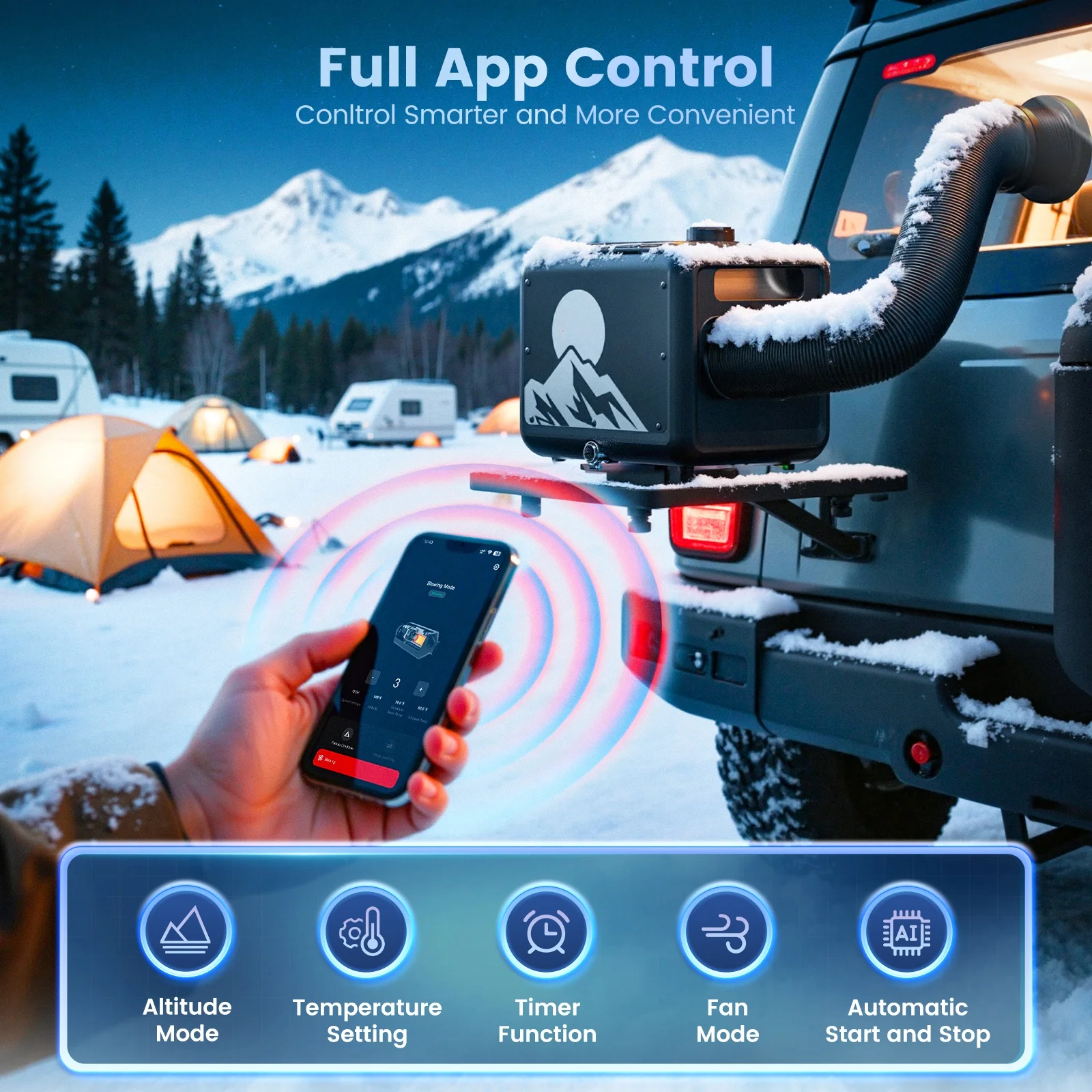 Hcalory TB-MAX 8KW Diesel Heater All in One 7.5L Diesel Air Heater DC12V/24V&AC110 Altitude Mode Parking Heater with App Control view 5