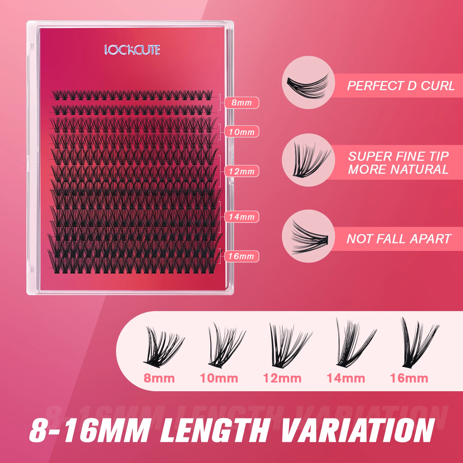 Kit de pestañas DIY con 5 grupos Wisp de 8-16 mm de longitud, pinzas de precisión y juego de unión |   Juego de pestañas postizas reutilizables para un aspecto natural