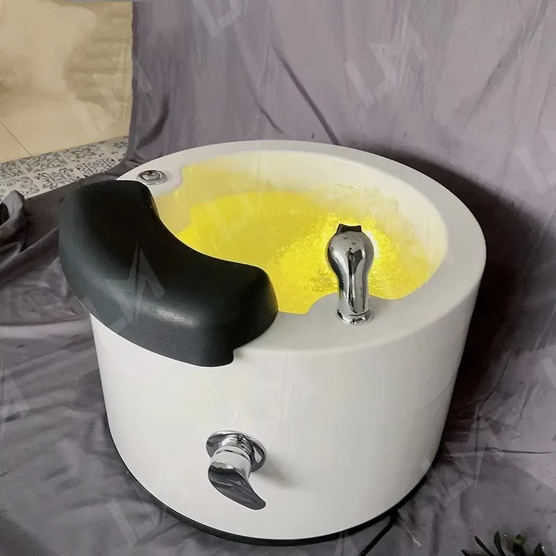 Luxury Modern Portable Acrylic Freestanding Spa Foot Bath Tub With Whirlpool Massage LED Light Pedicure Chair Drainage