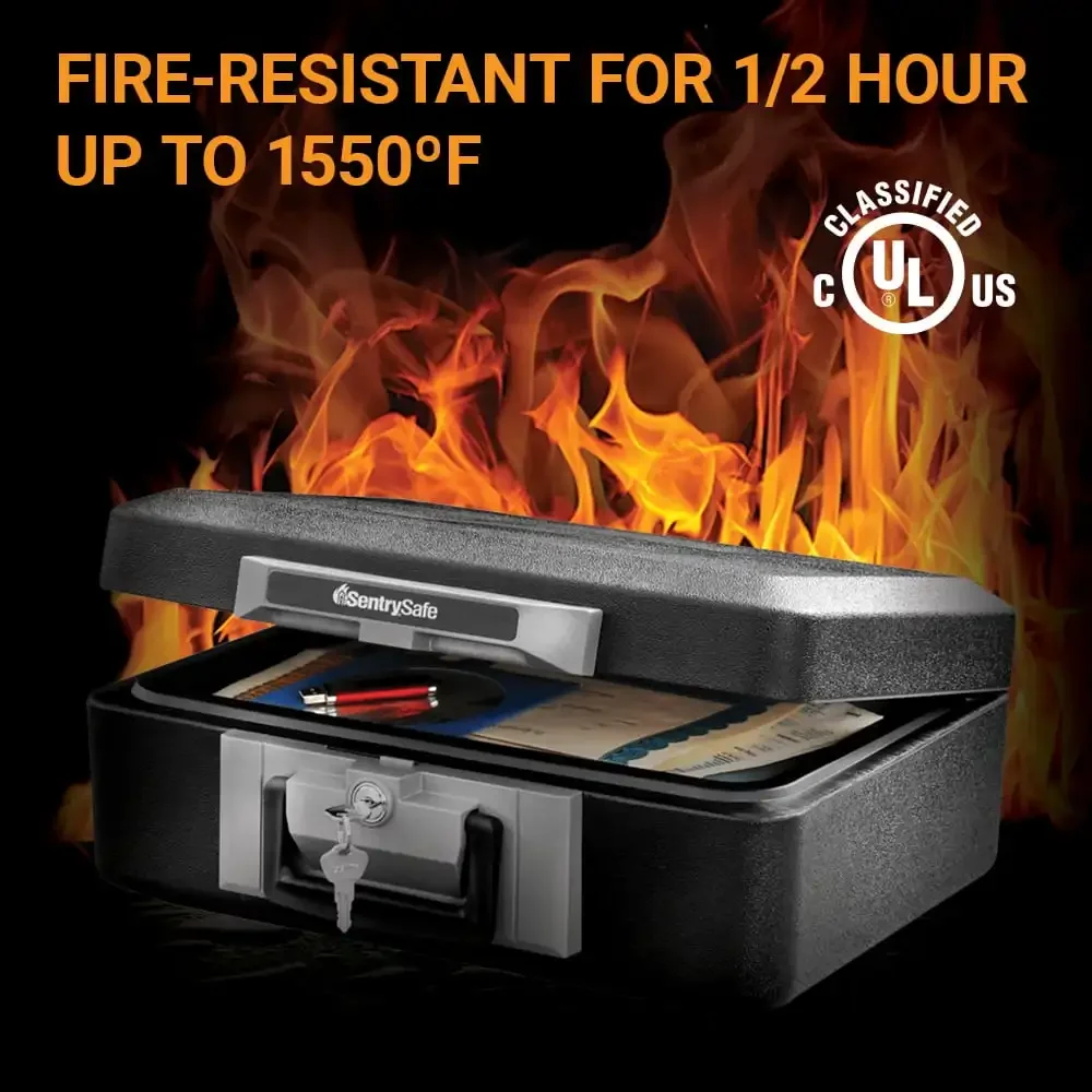 

Fire-Resistant Box Safe with Key Lock 0.25 Cu. ft., Black