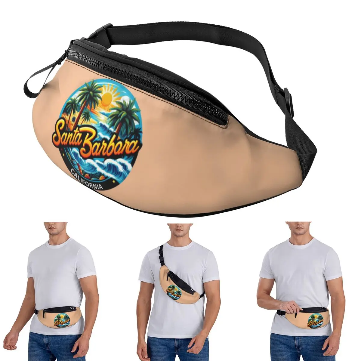 

Crossbody Waist Bag Santa Barbara, California USA Men Women Fanny Pack Traveling Running Money Phone Pouch