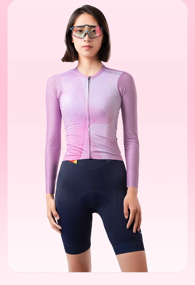 INBIKE Damen-Radtrikot Frühling Herbst Leicht Atmungsaktiv Schnelltrocknend Fahrrad Langarm Rennrad Mountainbike-Bekleidung – Detail 5