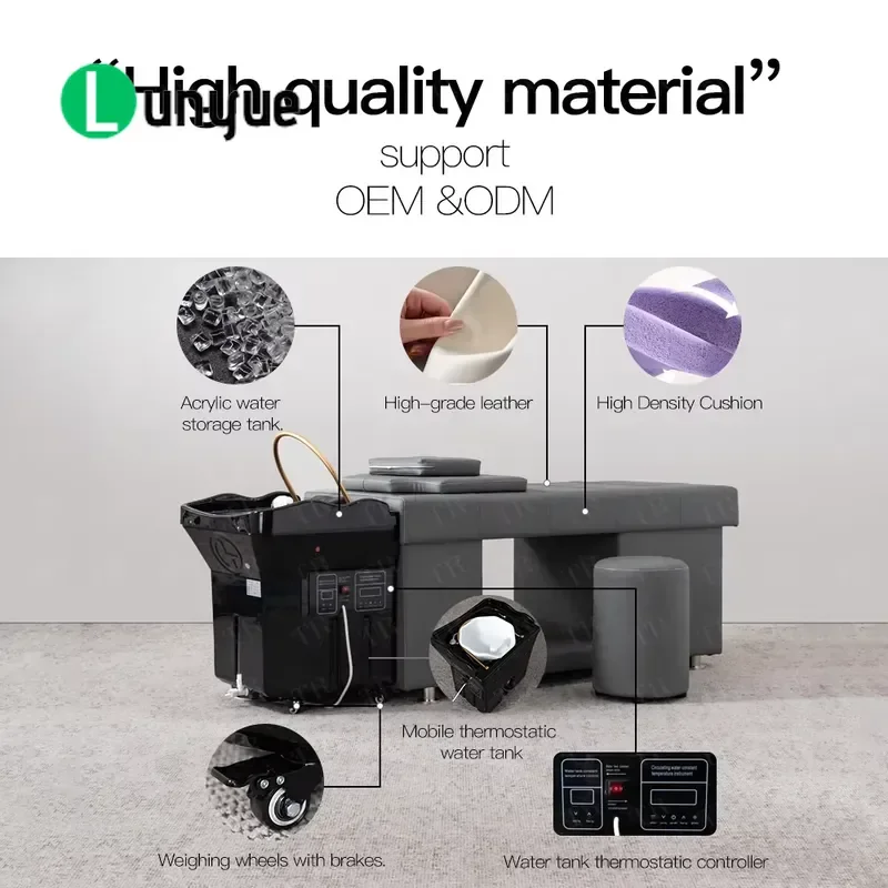 Luxury Modern Water Circulation Shampoo Bed Ductless Spa Therapy Fumigation Furniture for Hair Washing Lay Down Design