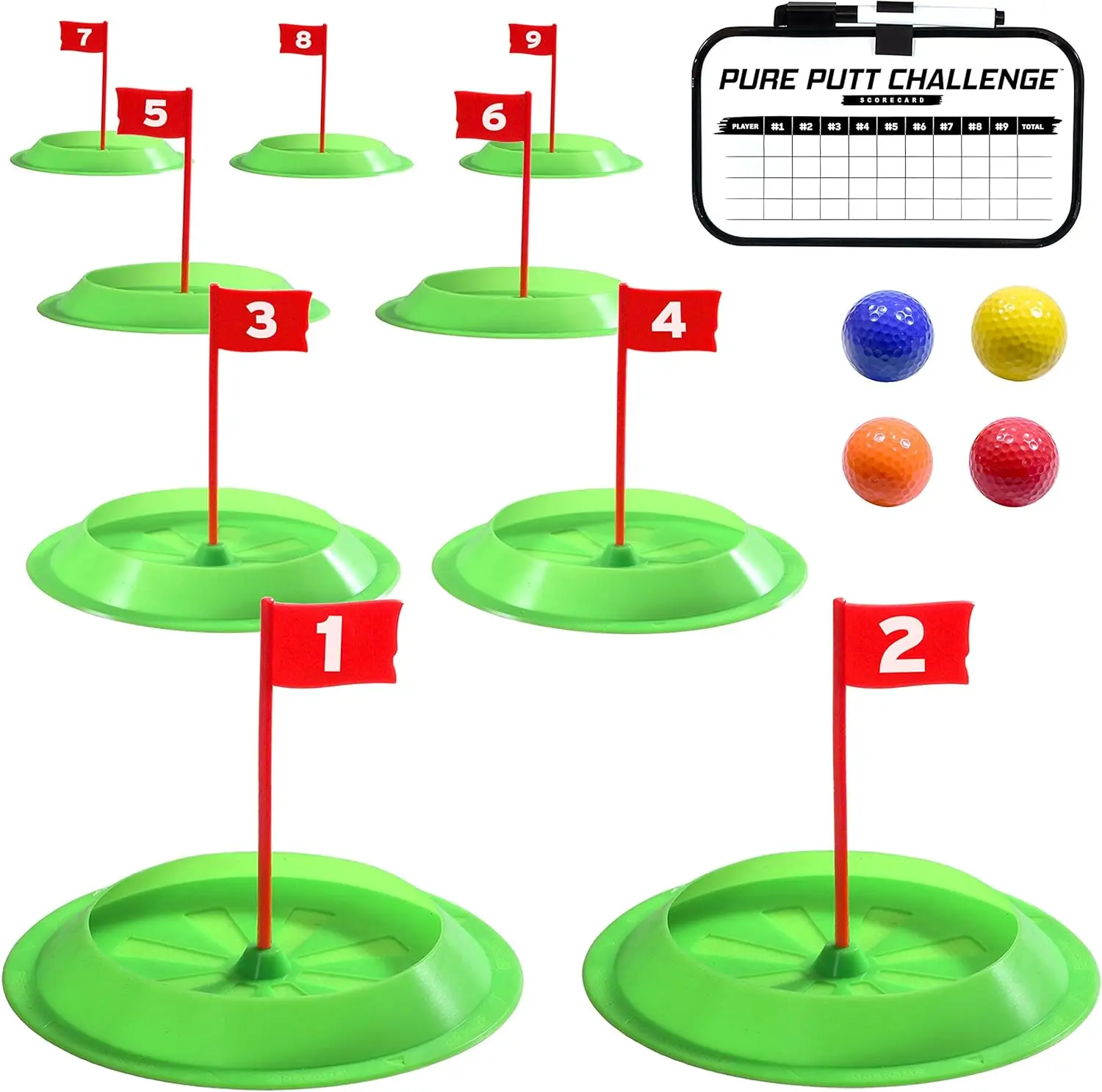 

Mini Golf Game Set with 9 Holes, 4 Balls & Scorecard - Build Your Own Course at Home or Office