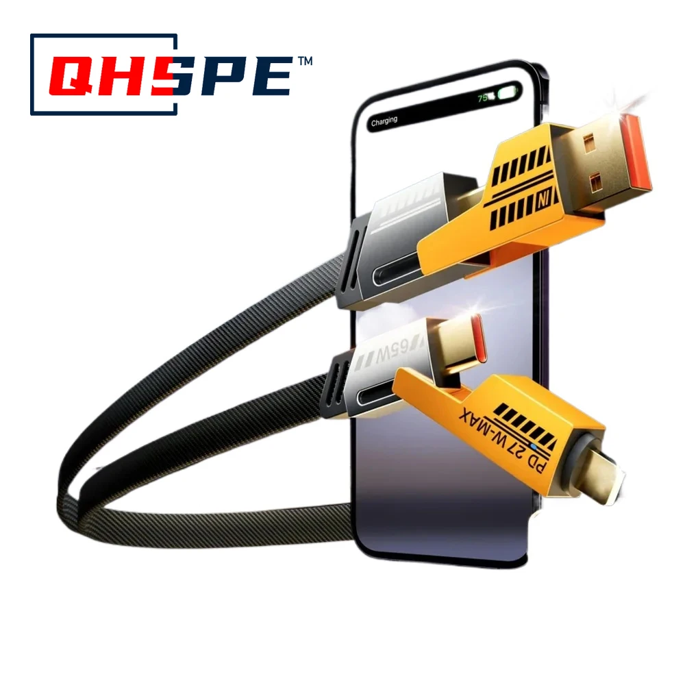 

Удобный кабель для быстрой зарядки Apple 27 Вт, 65 Вт, кабель USB Type-C 4-в-1, подходит для iPhone 15 14 13 Pro Max Samsung Xiaomi Hu