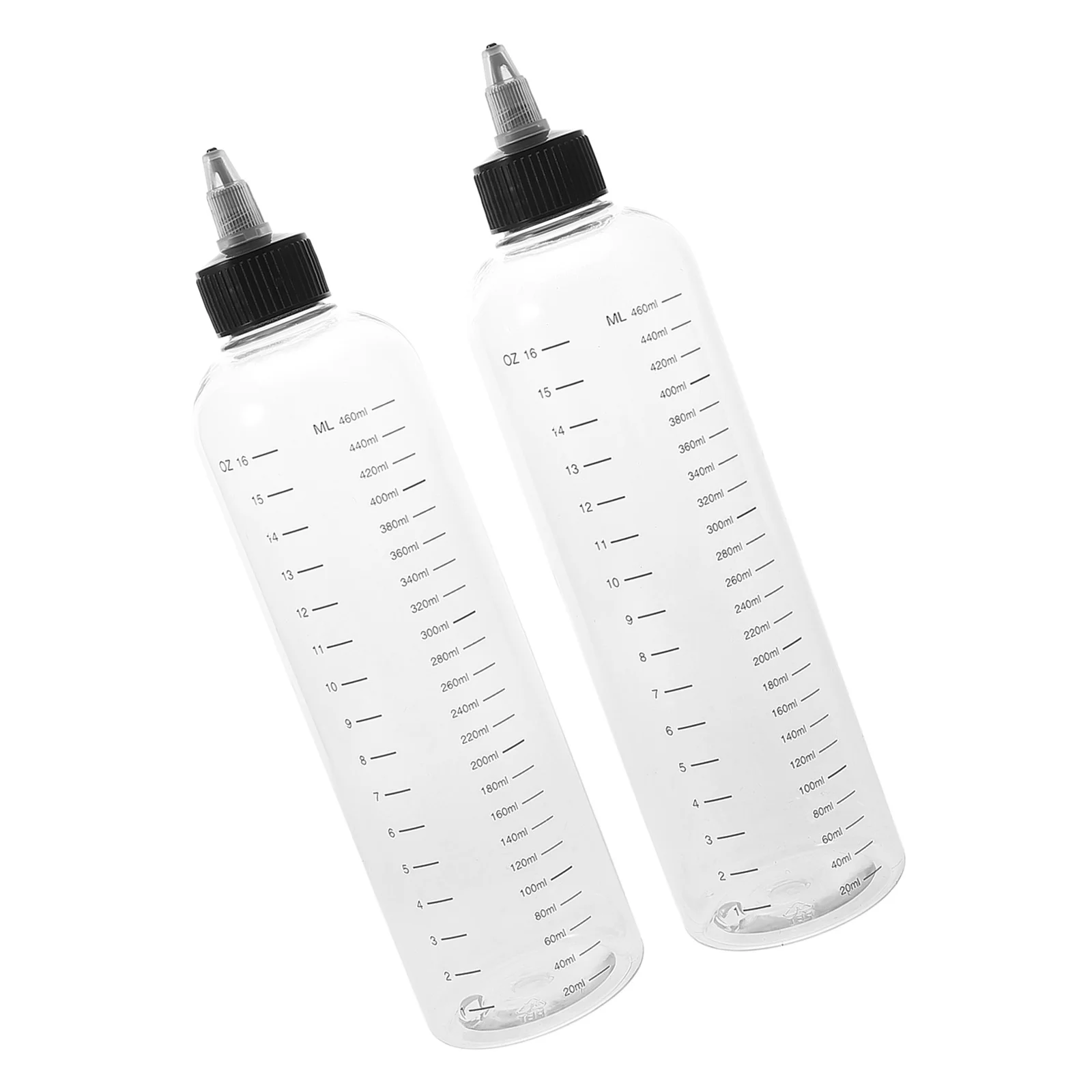 

2pcs Hair Dye Applicator Bottle Reusable Transparent Squeeze Bottles With Graduated Scale For Accurate Mixing Dispensing Salon