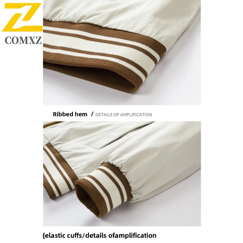 COMXZ Men Jacket 2025 Loose Collar Casual Fashion Print Lettering Jogging Travel Outdoor Hiking Coat Autumn Windbreaker Jackets