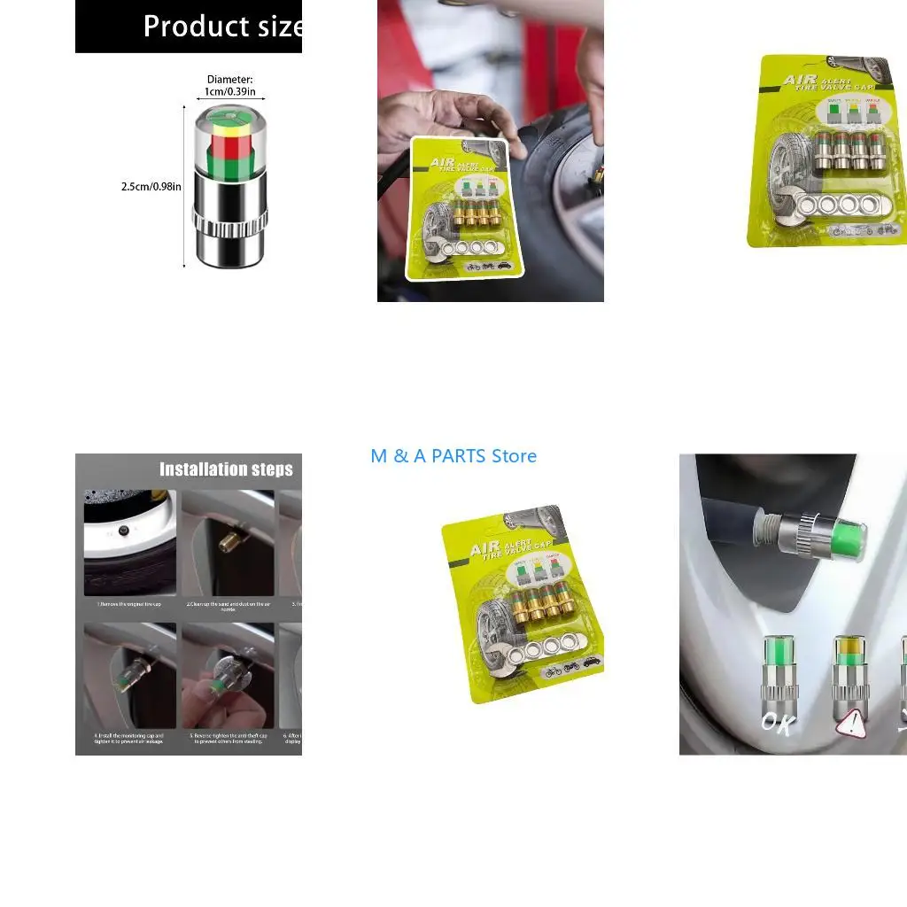 U1JF Color Changing Tire Pressure Caps Car Tire Pressure Includes Wrench For Easy Maintenance