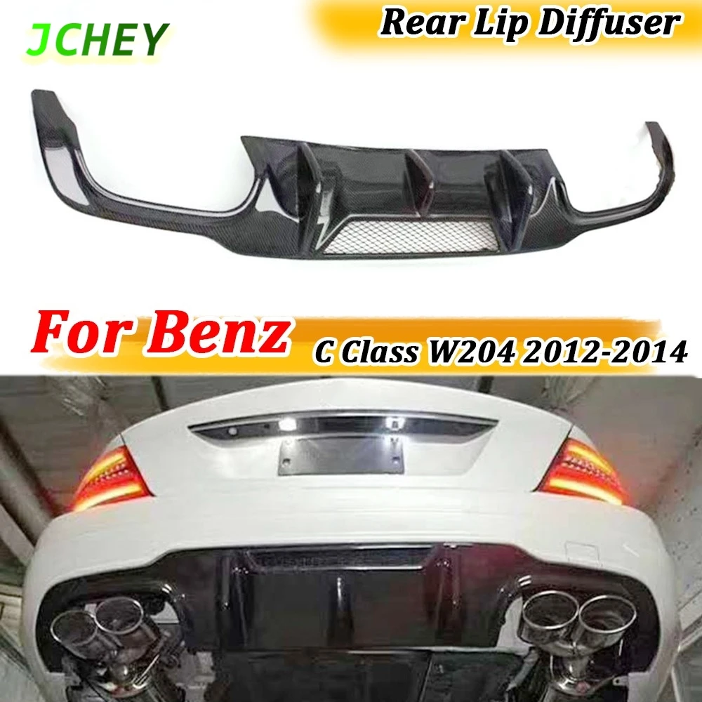 JCHEY For Benz C Class W204 C180 C200 C260 C300 C63 For AMG 2012- 2014 Carbon Fiber Rear Bumper Lip Diffuser Spoiler Anti-crash view 2