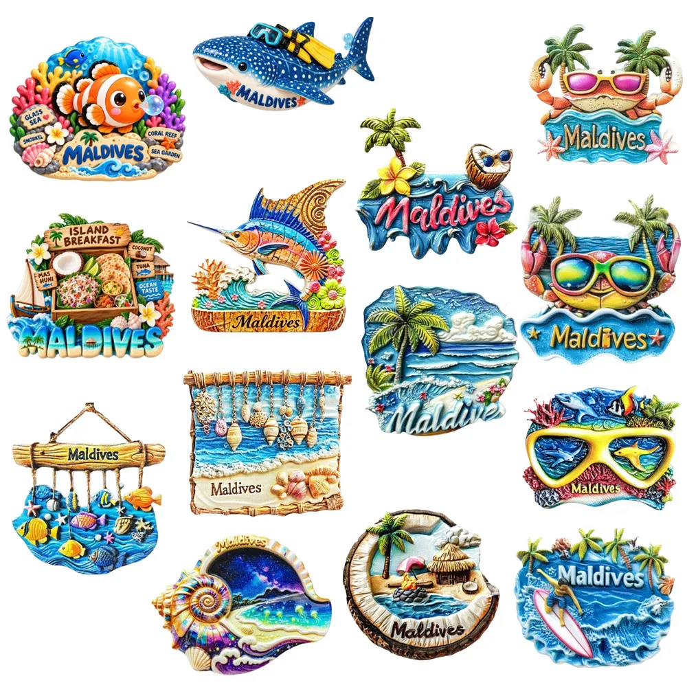 Asia  Maldives 3D Fridge Magnets Tourism Souvenir Refrigerator Magnets Sticker