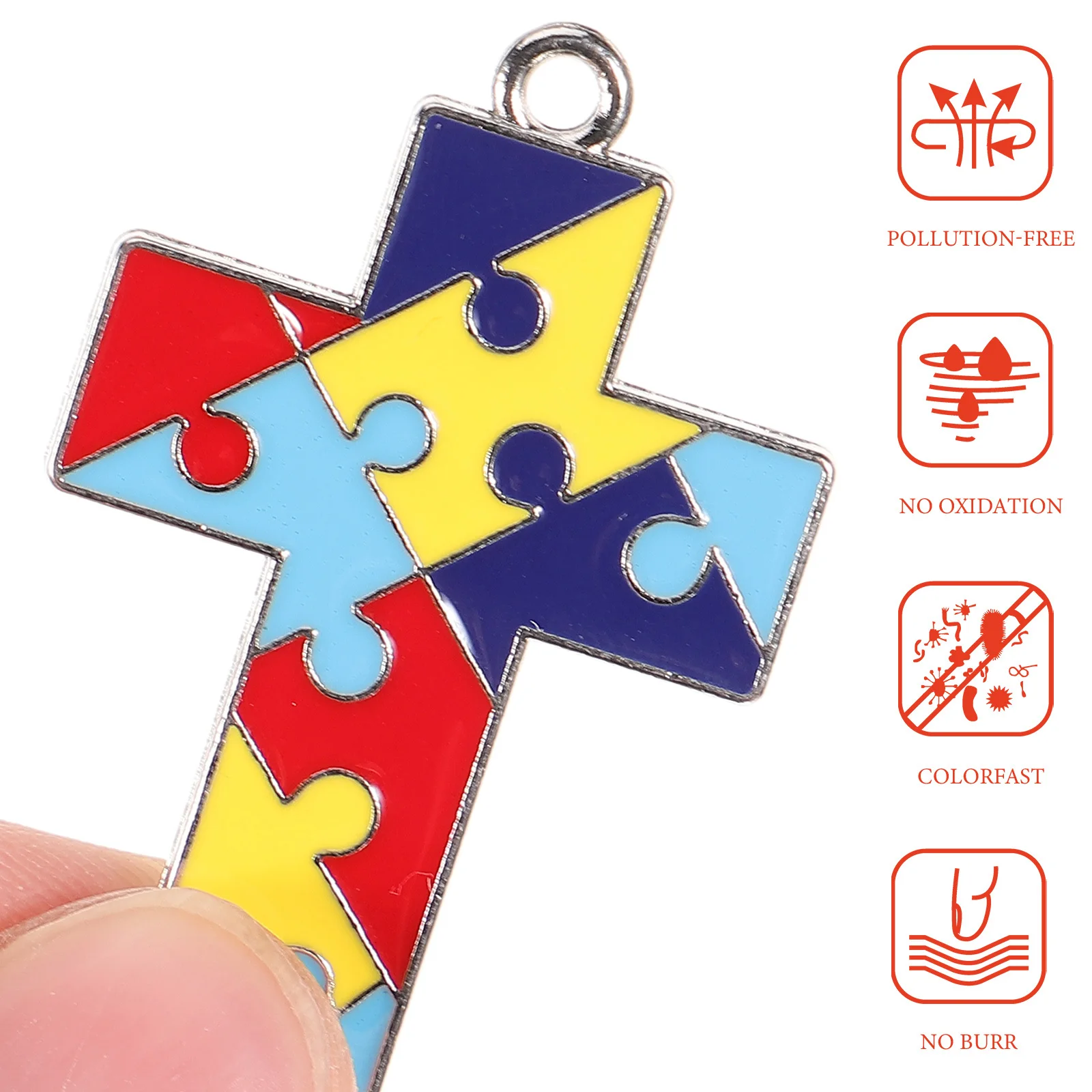 

8Pcs Autism Heart Charms Alloy Durable Puzzle Design DIY Jewelry Crafts Making Pendant Keychain Decoration Autism Keychain