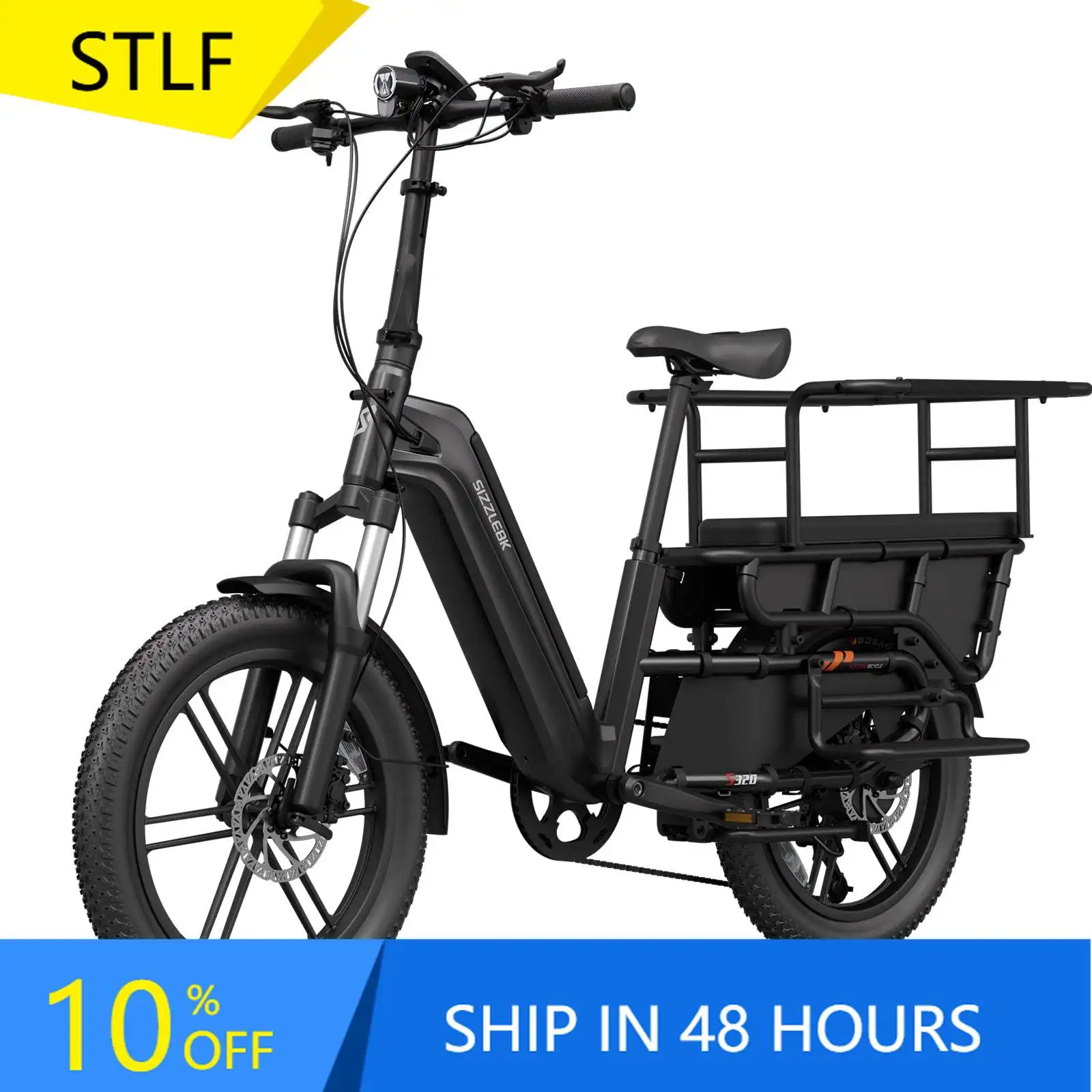EU Stock 20 Cargo E-Bike 48V 15Ah 7-Speed Carbon Steel Rear Hub 750W-1200W Family Ebike