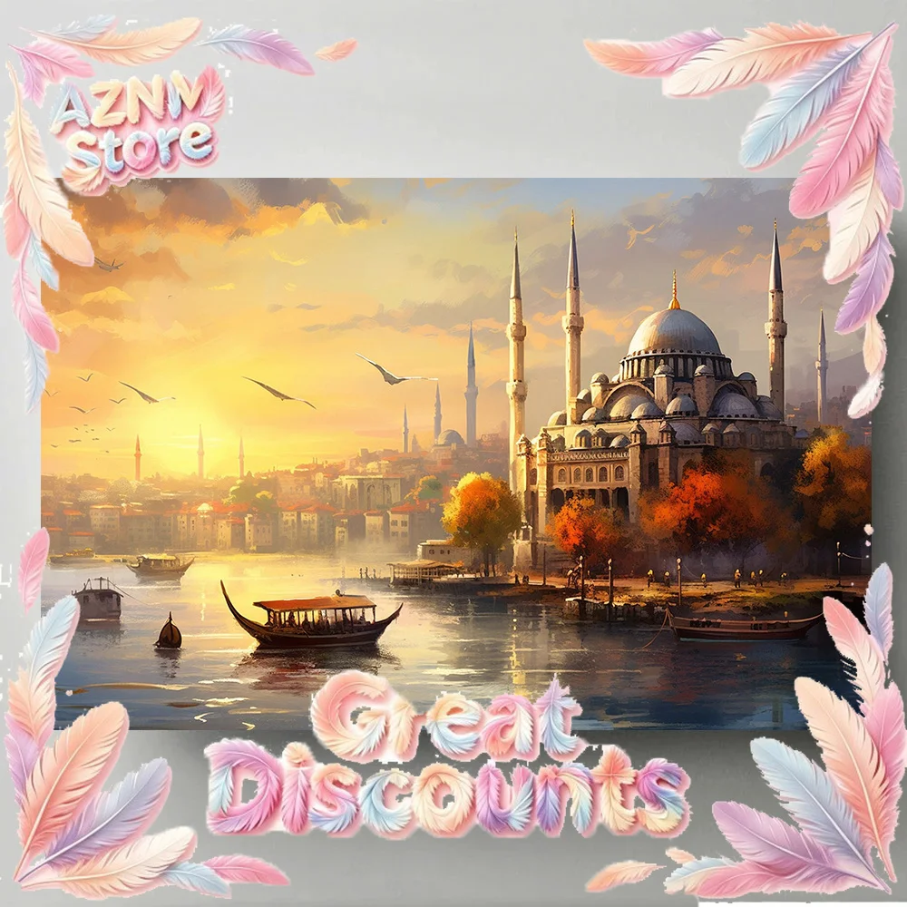 2026 Misty Istanbul Turkey Landscape Poster Print Mosque Sunrise Art Canvas Painting Bedroom Travel Wall Home Mural Decoration