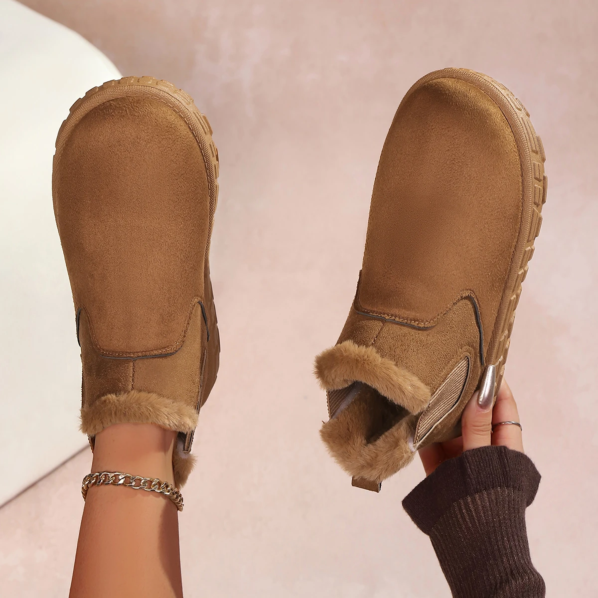 

Casual Shoes Suede Fur Chelsea Ankle Comfortable Boots Flats Platform Ladies Shoes 2025 Winter Women Short Plush Warm Snow Boots