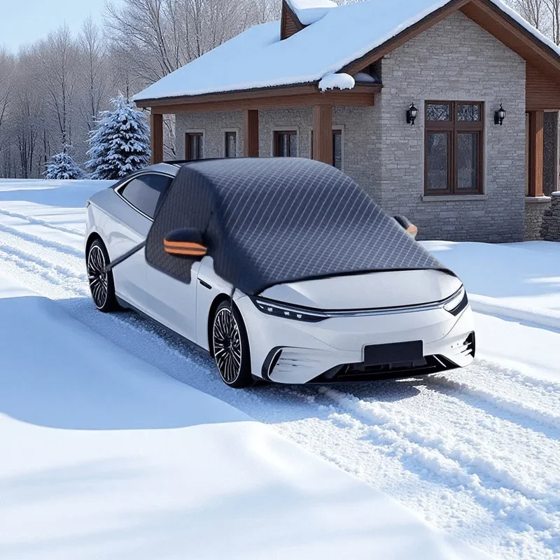Universal Car Front Windscreen Cover Car Windshield Snow Sun Shade Cover With Reflective Stripe Winter Snow Cover