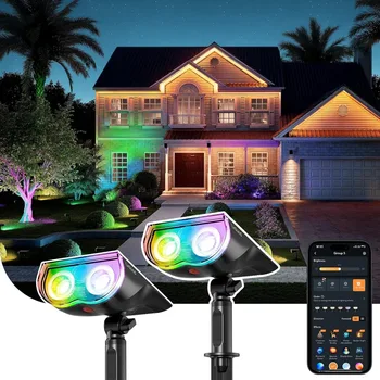 Smart Solar Spotlight SL5C, Color Changing Landscape Lighting, APP/Voice Control Solar Lights Outdoor 1