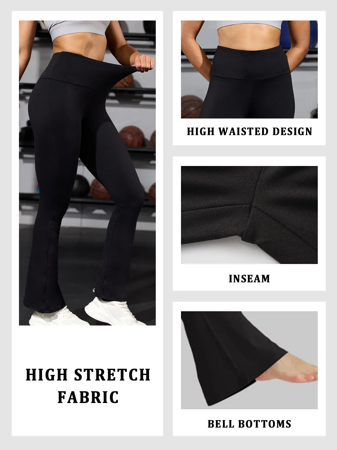 Confezione da 2 pantaloni svasati super morbidi da donna a vita alta con controllo della pancia, leggings da yoga, pantaloni a zampa d'elefante