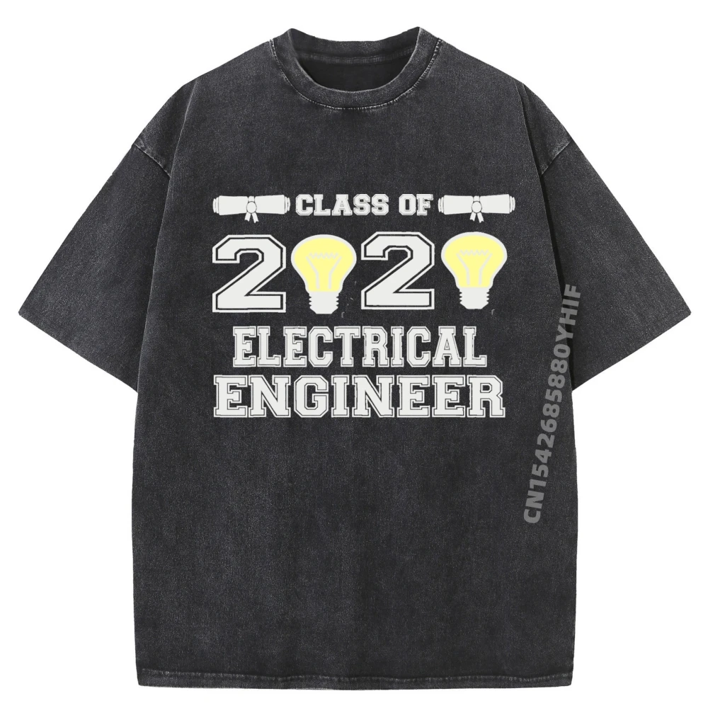 

Electrical Engineer Graduation Ceremony Graduate T Shirt Men 100% Cotton Washed Summer Short Sleeve T-Shirt Printed