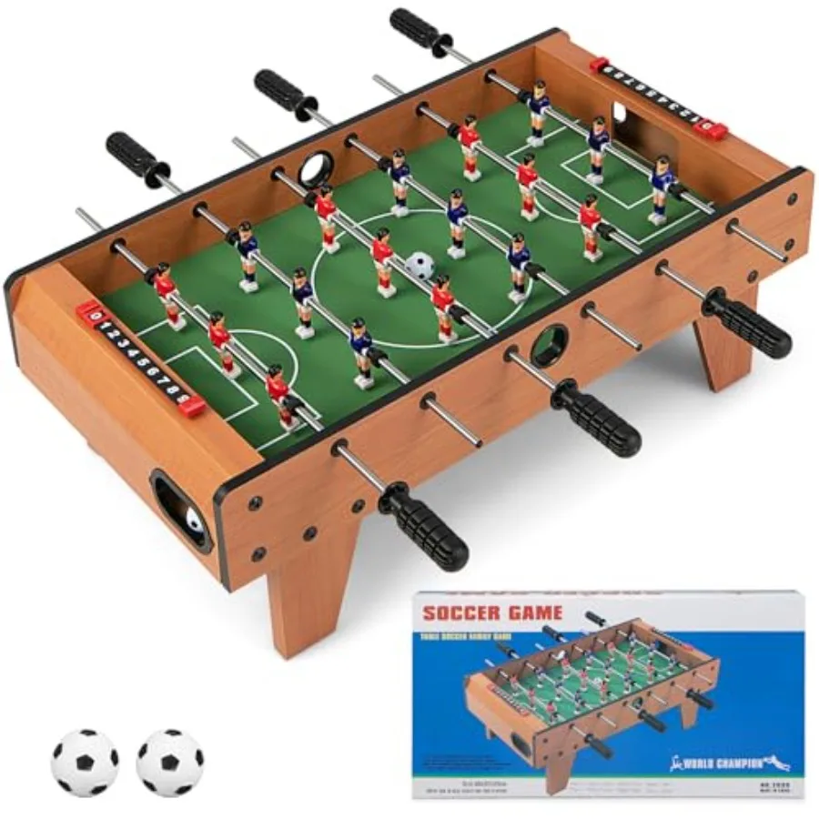 

27" Foosball Table Portable Tabletop Soccer Game w/ 2 Footballs and 18 Soccer Keepers for Family Night Game Room Arcades Bars P