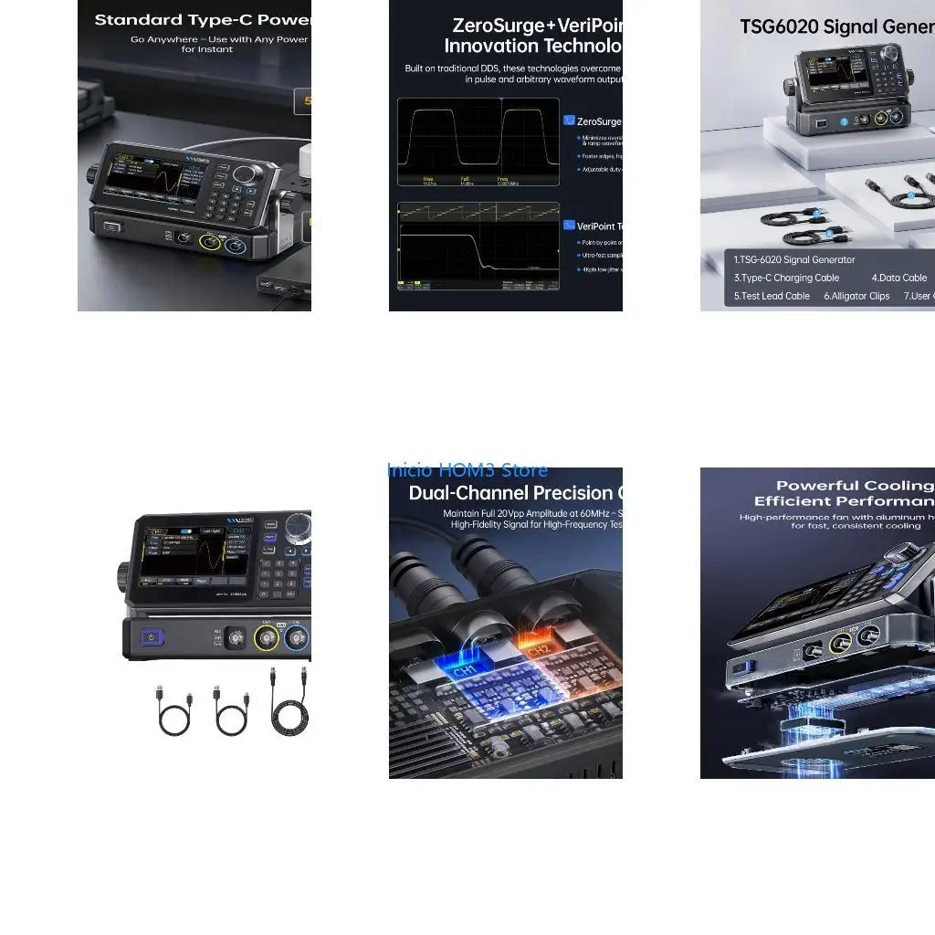 A5YD Function Signals Generator 200MSa/s 14 Bit 4.3in Touch Display for Electronic Test