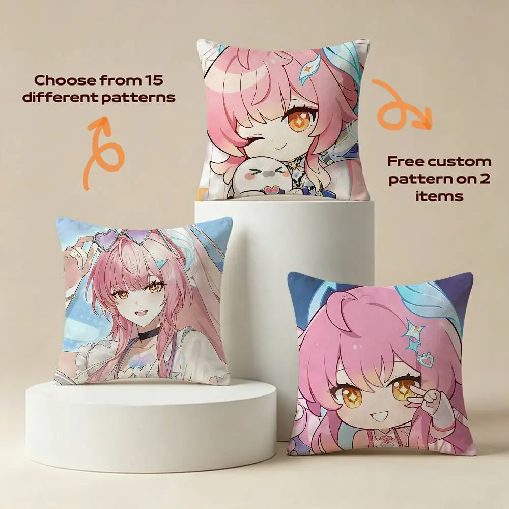 Cute Chibi Aem WuWa A-Aemeath Square Sofa Pillow Cover Solid Color Living Room Home Decor Cushion Case