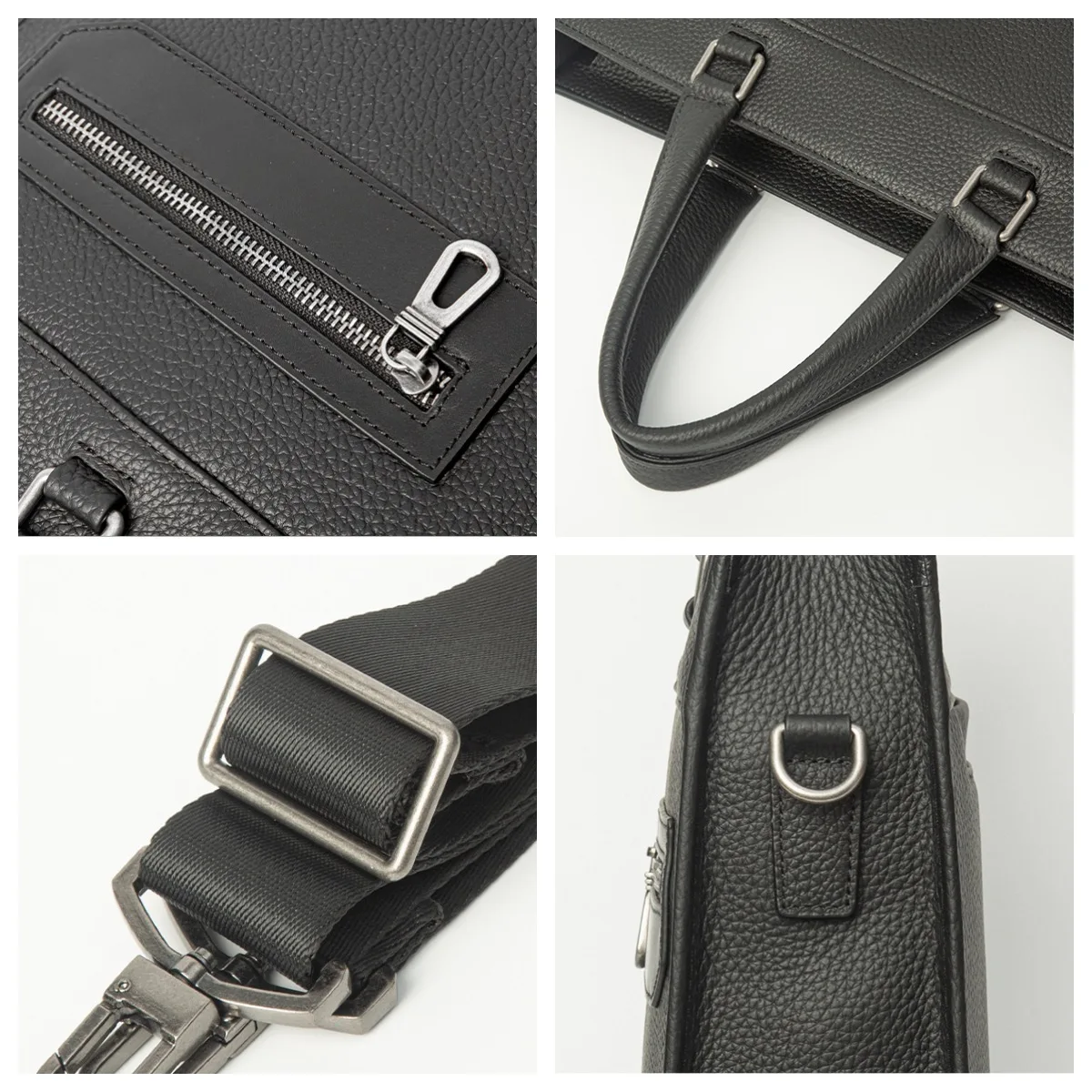 New Genuine Leather Handbag Men's Business Quality Briefcase Single Pull Top Layer Cowhide Horizontal Large Capacity Laptop Bag