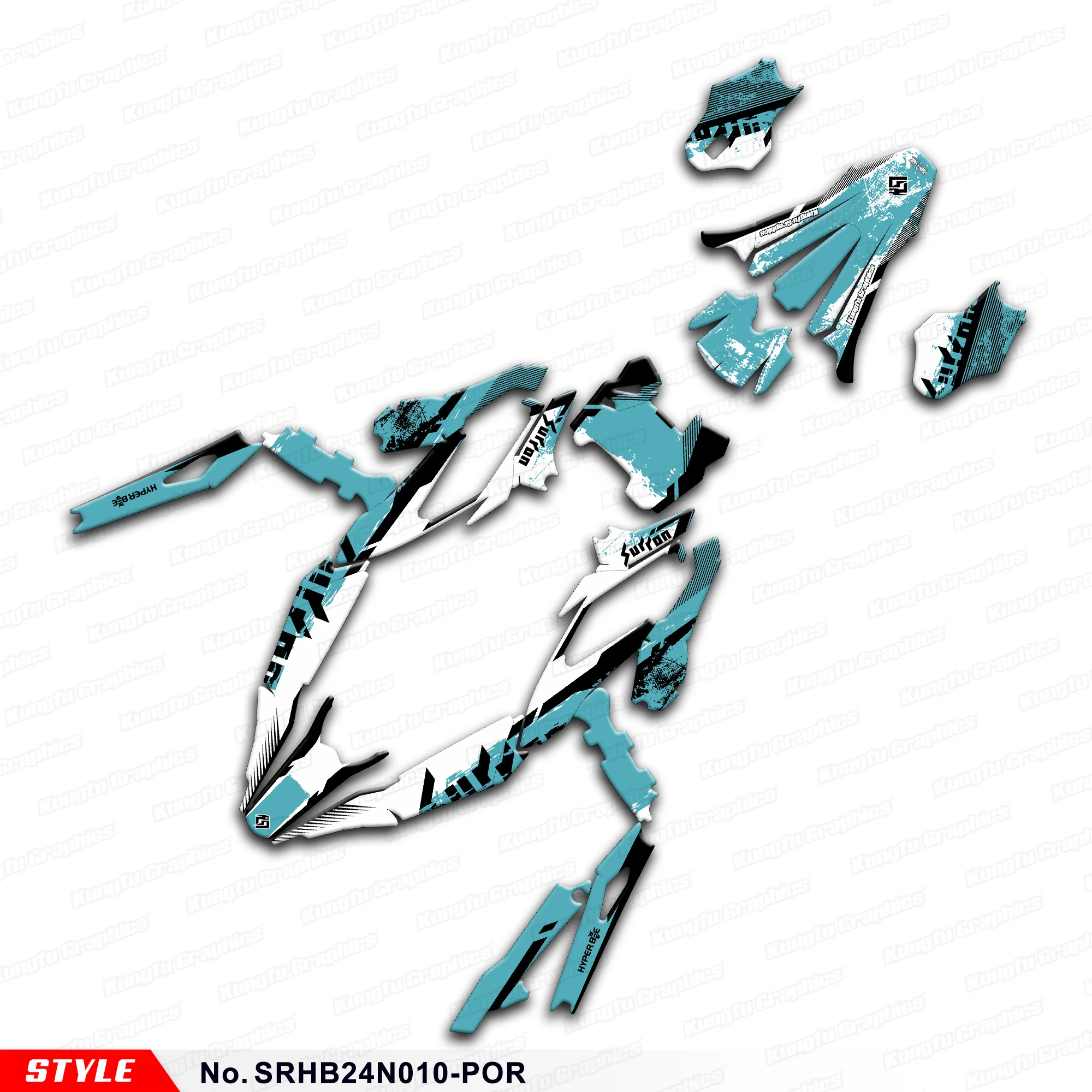 

JY RACING Motorcycle Stickers Laminated Decals for Sur-Ron Hyper Bee Surron Dirt eBike, Blue White, SRHB24N010-POR