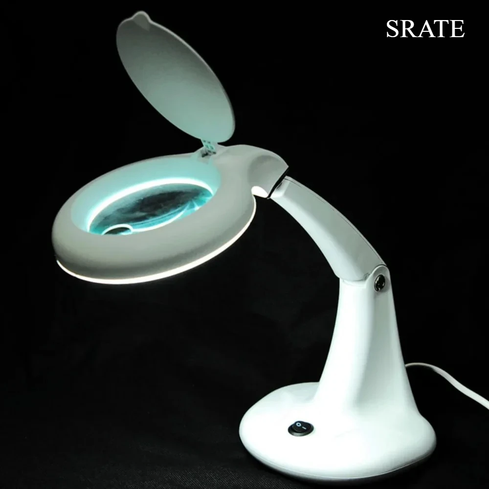 220 فولت عدسة بصرية مزدوجة 1.75X 4X مكتب مضاءة عدسة مكبرة مع ضوء الجدول حامل القراءة مساعدة اليد المكبر مصباح العدسة