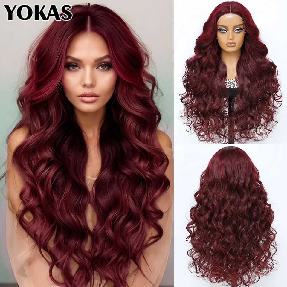 Loose Deep Lace Front Wigs Synthetic For Afro Women 28 Inch Lace Front Wig With High Temperature Fiber Blend Lace Wig For Female