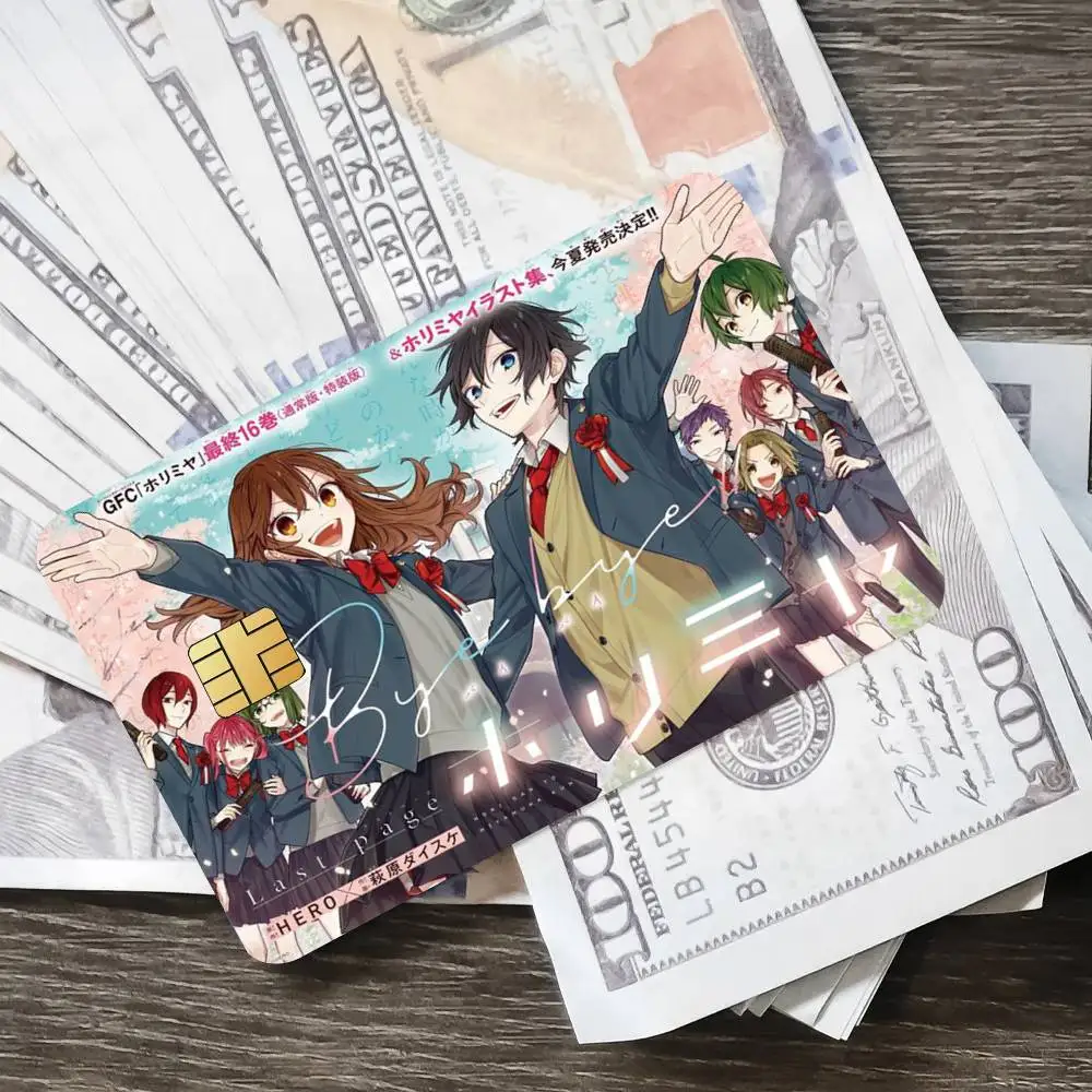 Anime carino H-Hori e Miyamuraes poster adesivi per carte di credito con copertina della pelle 4 pezzi pellicola bus passaggio decorazione frontale debito bancario